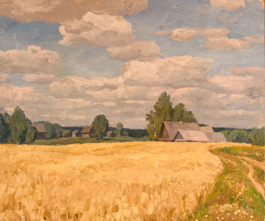 Fields in the Village - Nikita Fedosov Russian realist painting