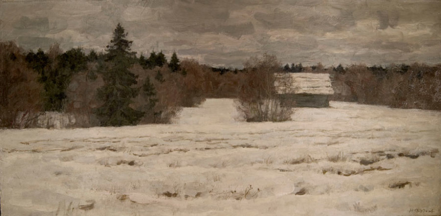 Winter Scene - Nikita Fedosov Russian painting for sale