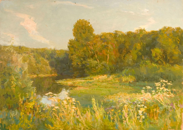 Summer is Saying Goodbye - Nikolai Kozlov Russian 20th century landscape painting