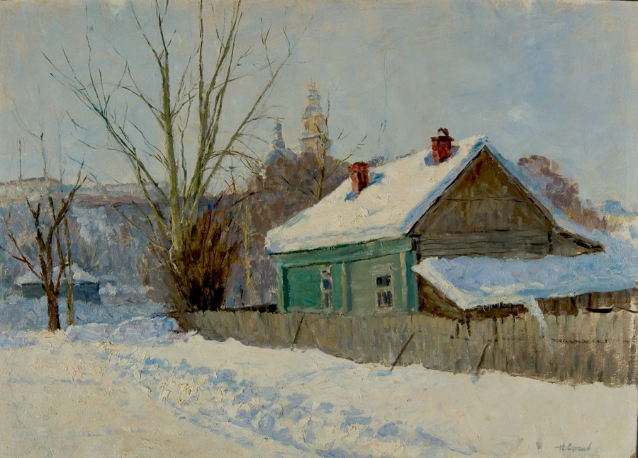 Snow in the Village - Nikoli Sergeevich Sergeyev art gallery richmond virginia