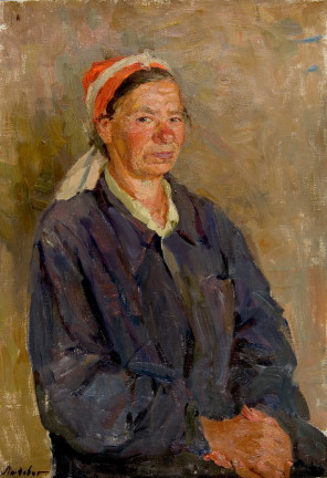 Study of Vegetable Seller A.A. Rachmanovskaya (a collective farm) - Olga Ludevig portrait painting