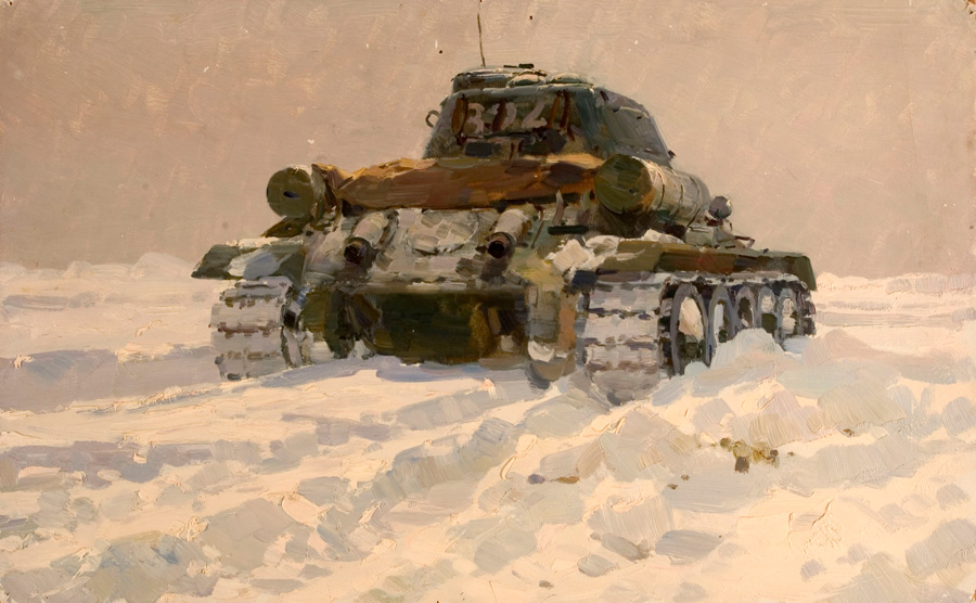 Tank in Motion - Poiter Maltsev russian realism painting