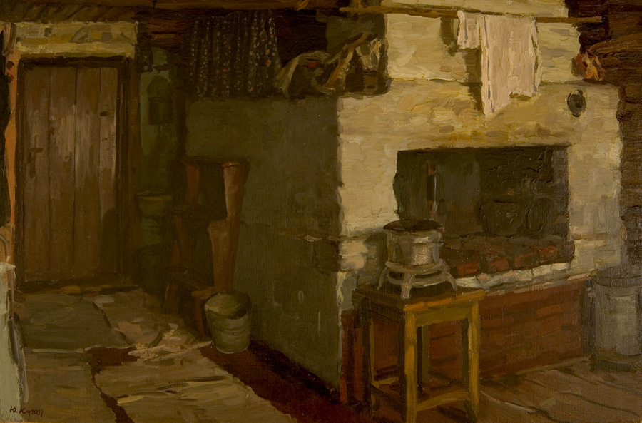 20th century painting Russian Stove - Yuri Kugach