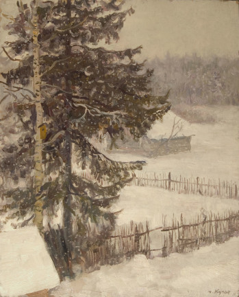 Snowing - Yuri Kugach russian realism painting